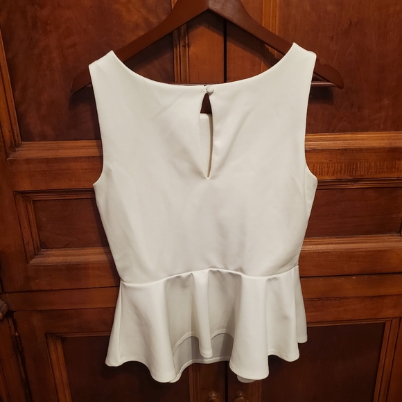Bisou Bisou Cream Peplum Top Business Casual - Picture 3 of 5